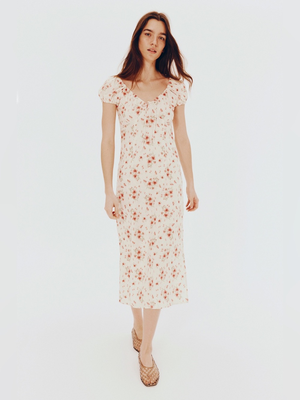 H&M Doen Style Tie-Detail Dress with Floral Print